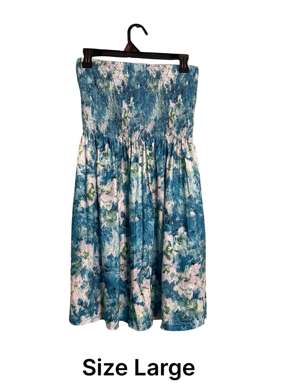 Blue Floral Strapless Sundress - Size Large